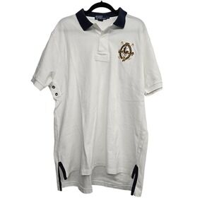 Polo Ralph Lauren White Crest Logo‎ Preppy Old Money Rugby Polo Shirt XL classic